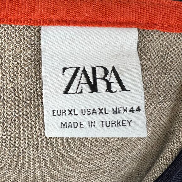 ZARA Combo Varsity Jacket Plaid Knit Snap Button Bomber Collar Size XL X-Large - Picture 7 of 8